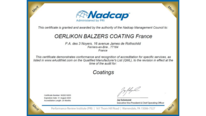 Oerlikon Balzers France: Nadcap Merit Status renewed for 24 months